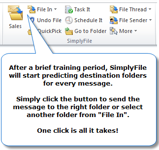 SimplyFile on the Outlook Ribbon Screenshot