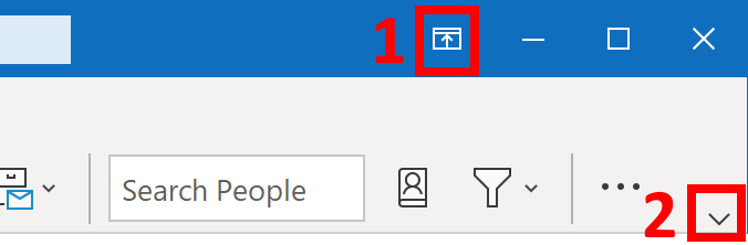 Buttons to expand Outlook Ribbon
