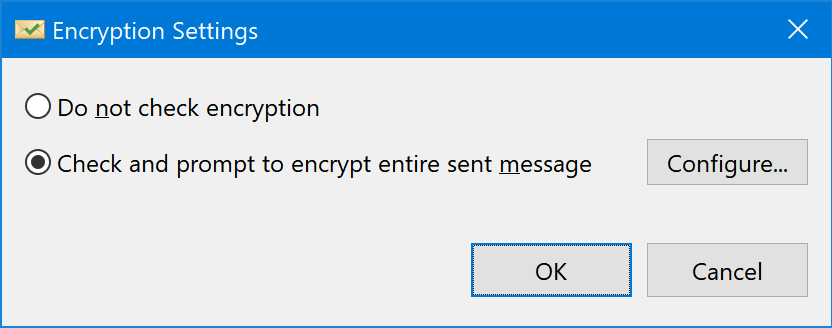 Encryption Settings Window