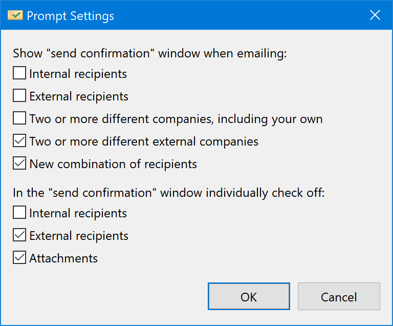 Prompt Settings window