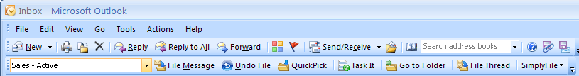 SimplyFile Outlook toolbar in Outlook 2007 or older