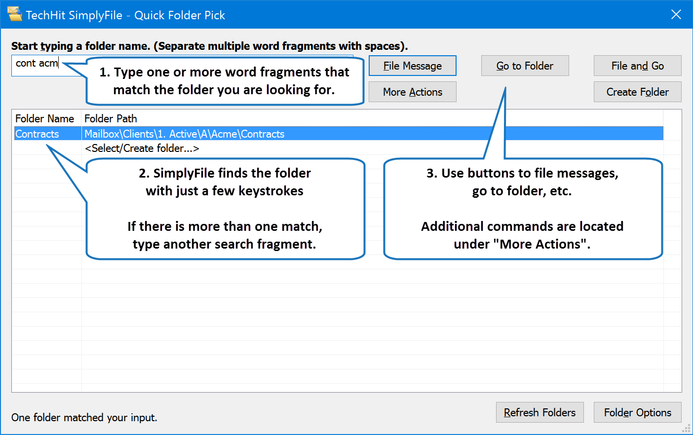 SimplyFile QuickPick window