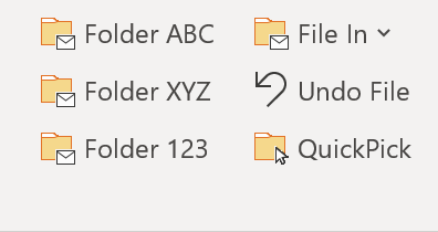 SimplyFile on the Outlook Ribbon. Three one-click-file buttons.