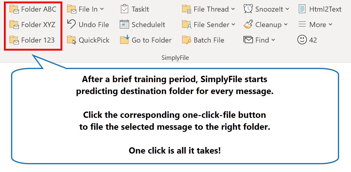Filing email with SimplyFile from Outlook Ribbon