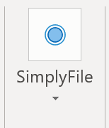 Collapsed SimplyFile button on the Outlook Ribbon