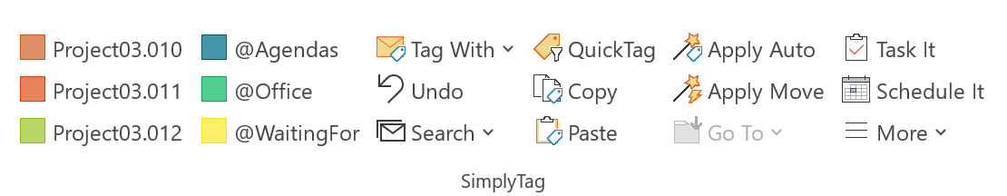 Categorizing email with SimplyTag from Outlook Ribbon