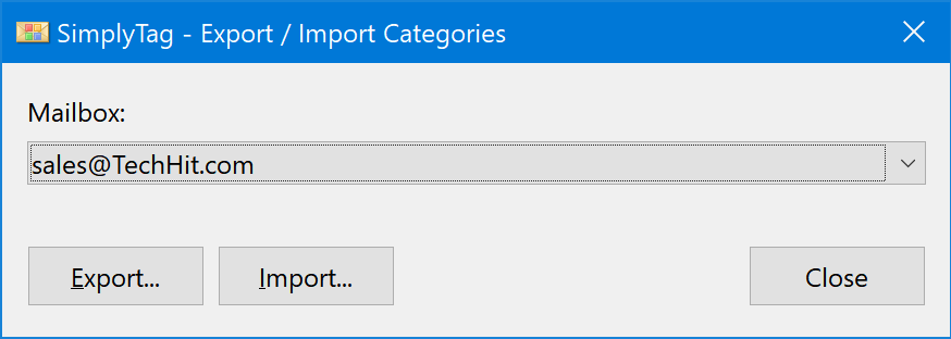 Manage Categories and Actions window