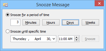 Custom snooze duration window