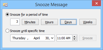 Snooze Message window