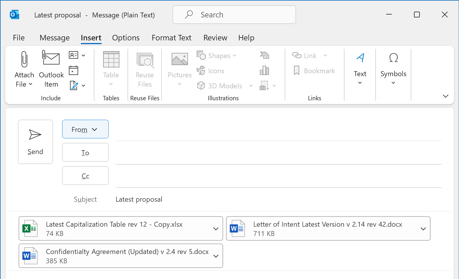 Rename and reorder attachments window