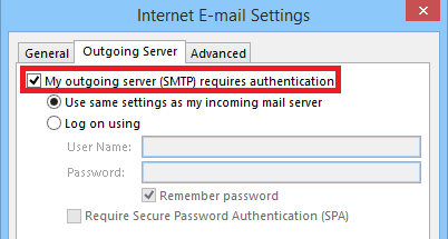 Outgoing Server Authentication