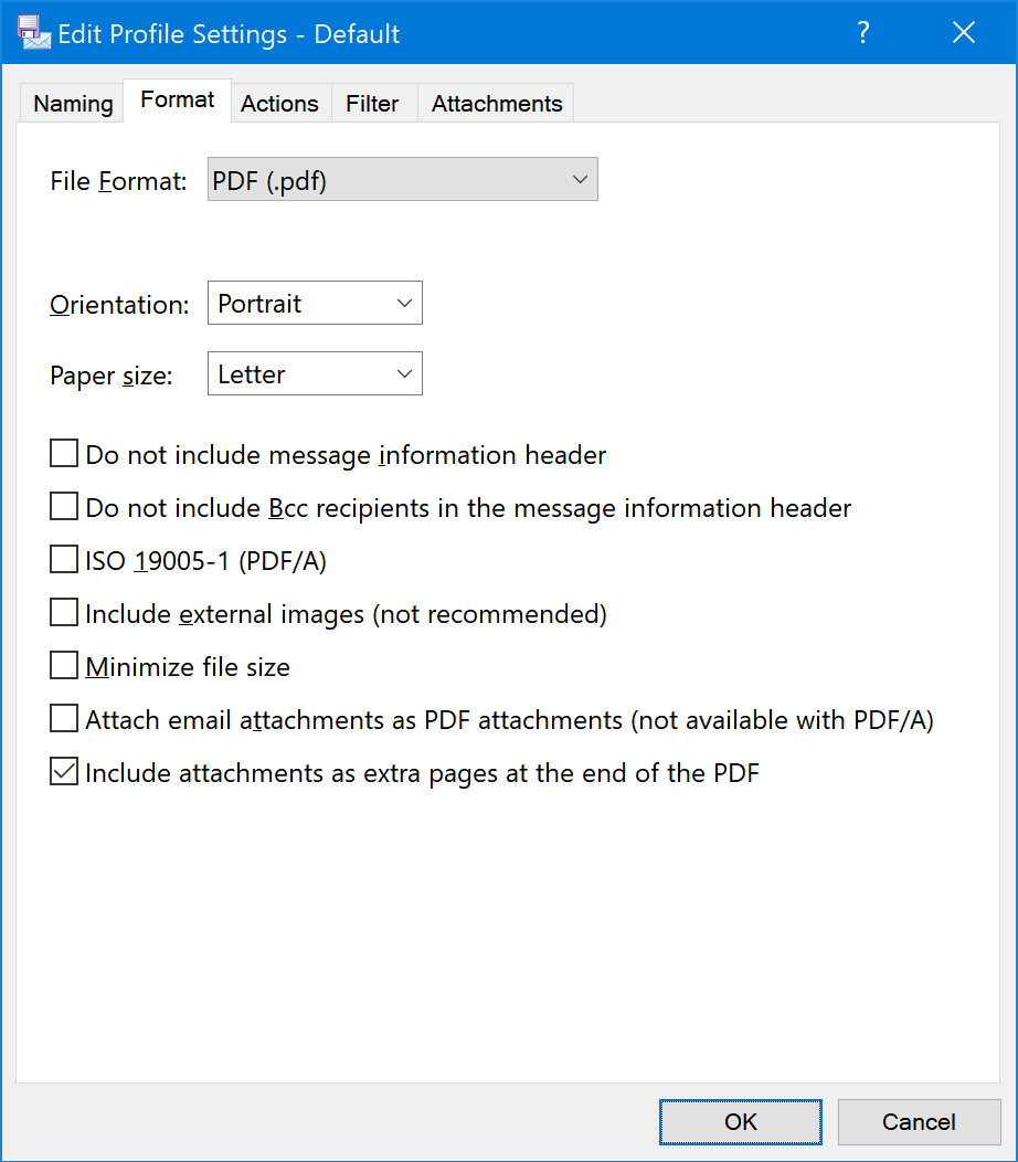 PDF Format Options