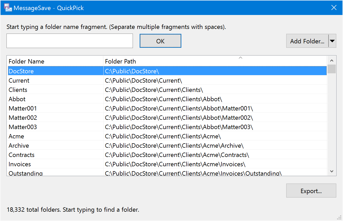 MessageSave QuickPick window